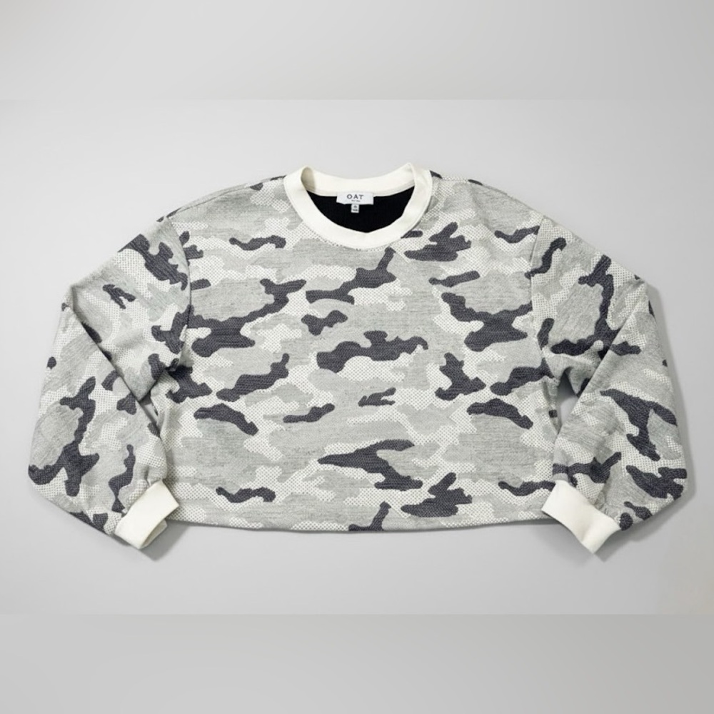 OAT NEW YORK || Cuffed Knit Pullover Sweater in White Camo - SZ Medium ✨NWOT✨
